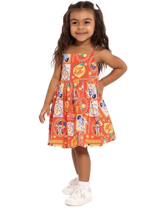 Disney Other - Disney Orange Printed Spaghetti-Strap Dress